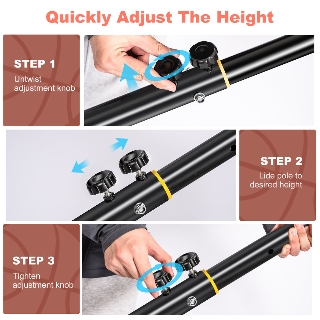 Portable Basketball Hoop System, Height Adjustable 4.4ft - 10ft, 45 inch PC Backboard E109994