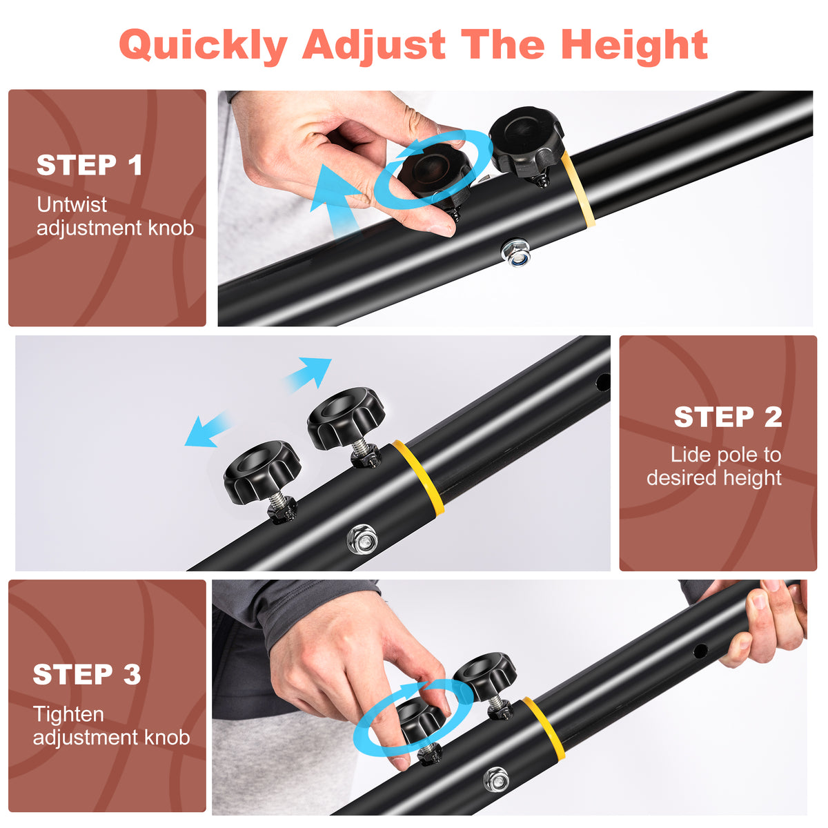 Portable Basketball Hoop System, Height Adjustable 4.4ft - 10ft, 45 inch PC Backboard E109994