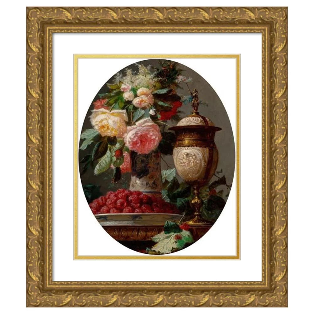 Gold Ornate Wood Frame Double Matted Art Print U183998