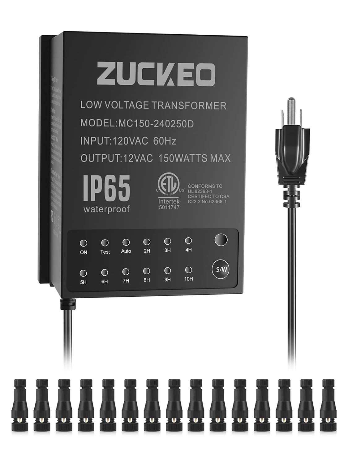 150W Low Voltage Landscape Lighting Transformer with Timer and Light Sensor E178