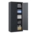 72" Black Metal Steel Storage Cabinet with Doors and 4 Shelves H2621