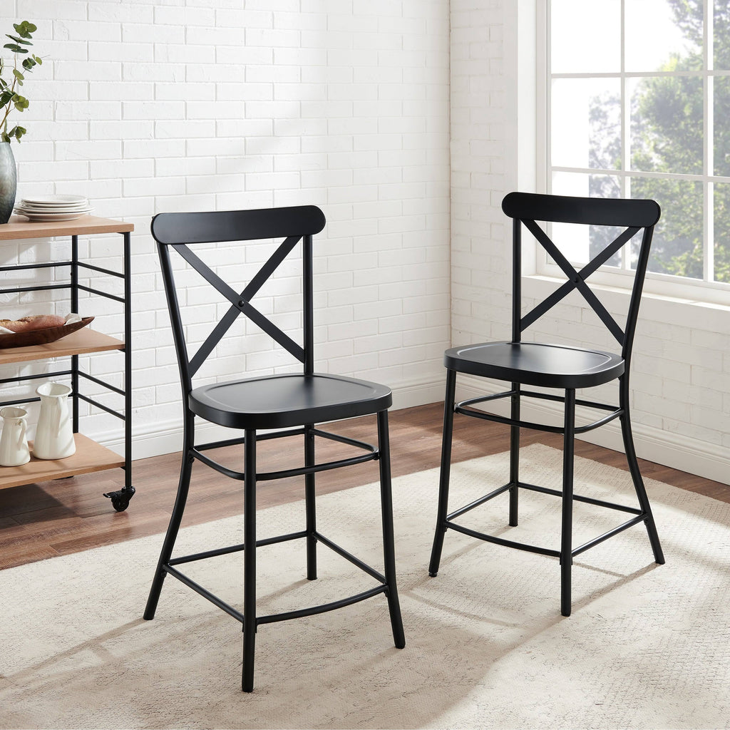 Matte Black Metal 2-pc. Counter Stool Set O527