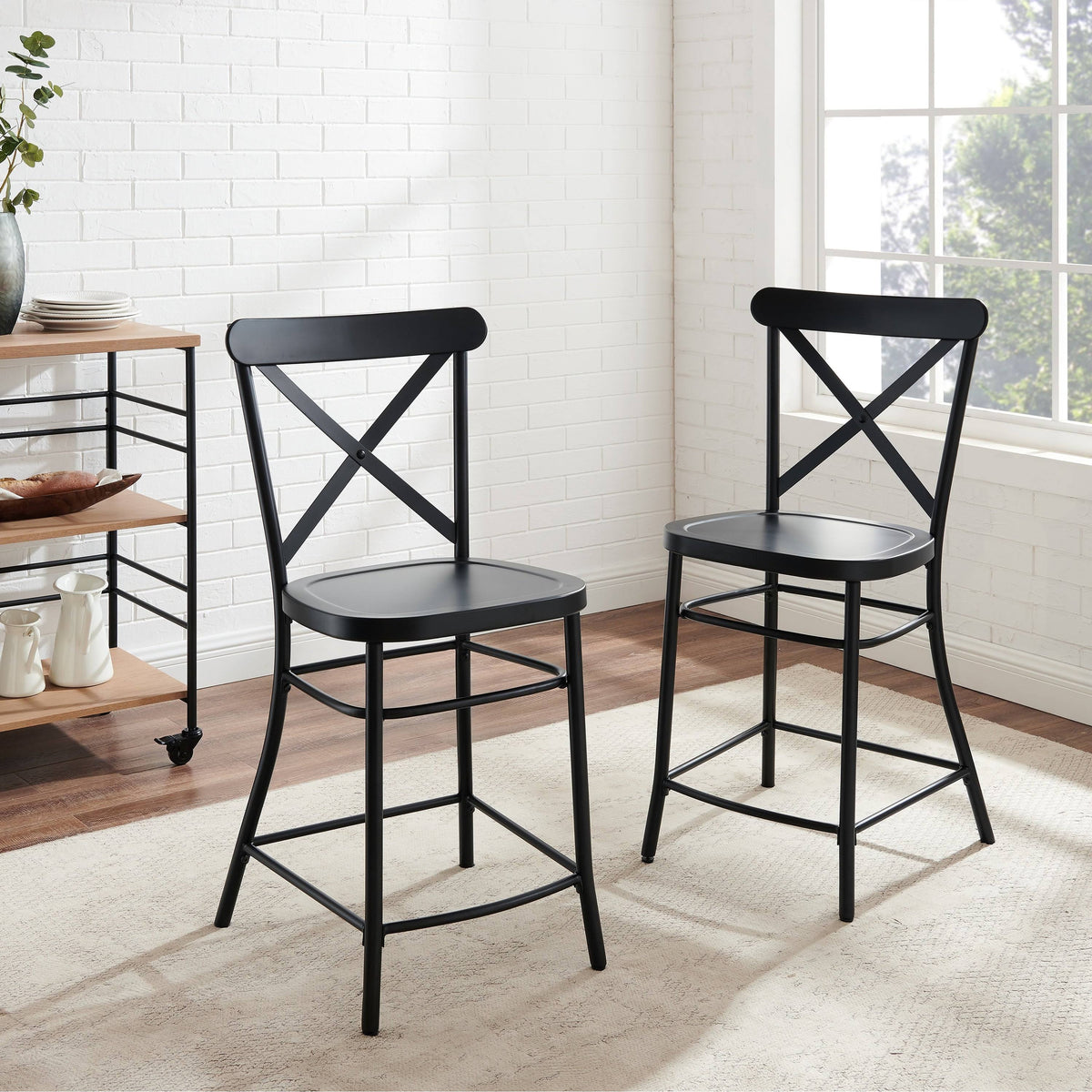 Matte Black Metal 2-pc. Counter Stool Set O527