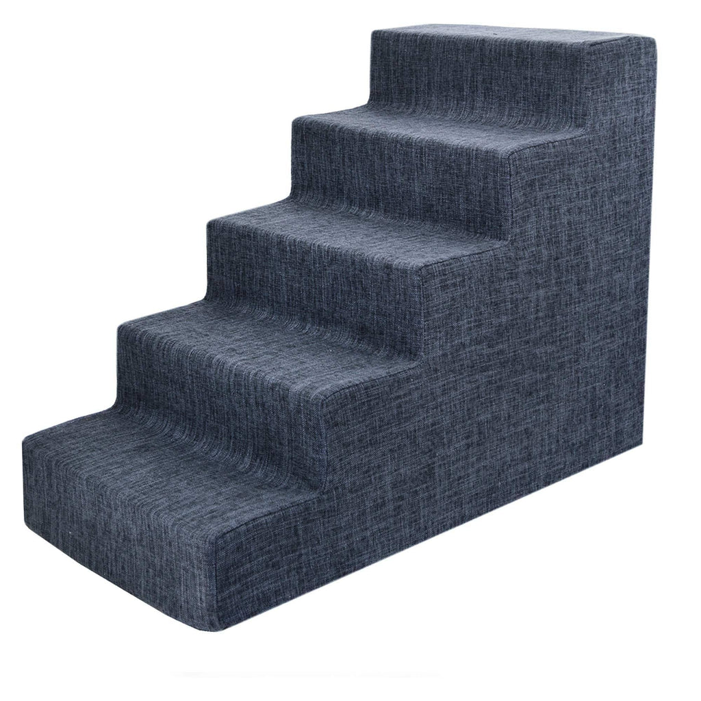 Dark Gray Linen 5-Step Pet Stairs with Foam G9731