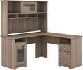 White L Shaped Computer Desk with Hutch P11122