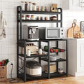 Rustic Black 6-Tier Kitchen Rack with Wire Drawer B700672