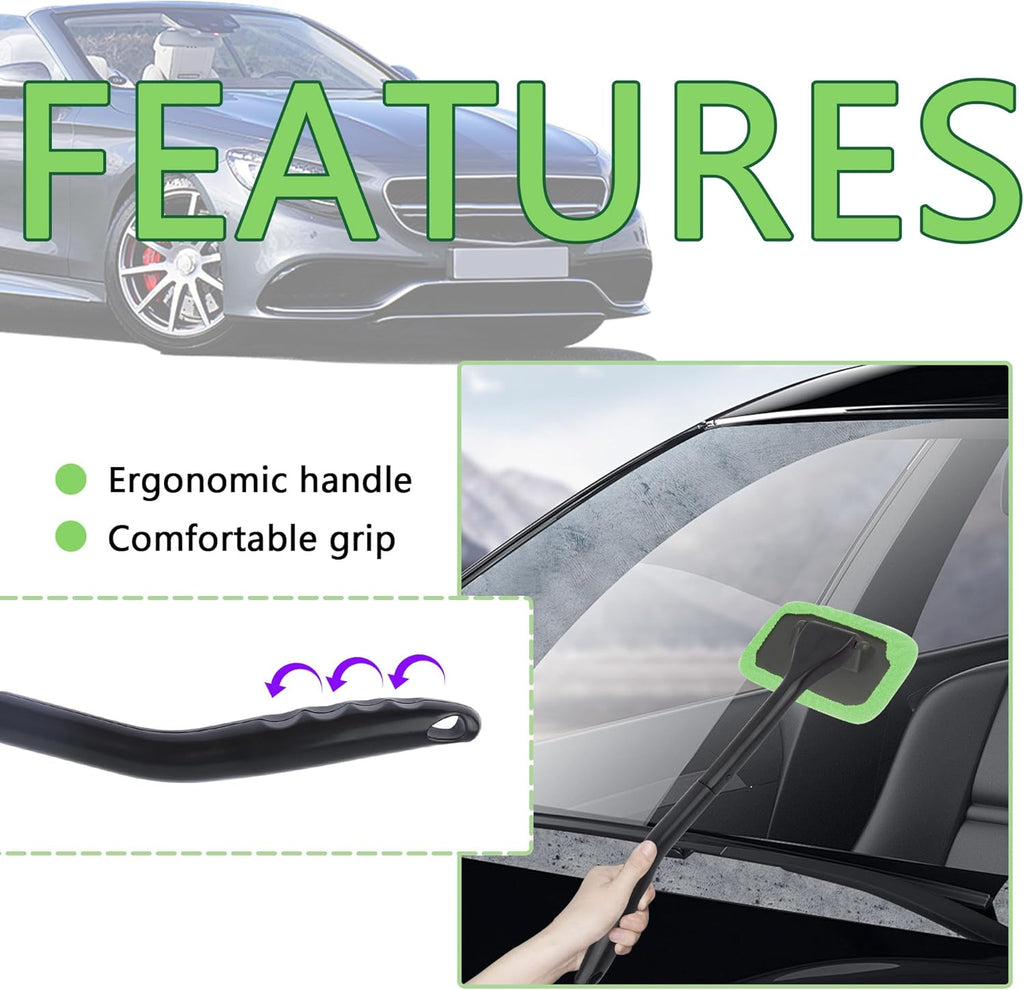 Microfiber Car Window Cleaner Tool Kit with 4PCS Reusable Cloth Cover Y7559