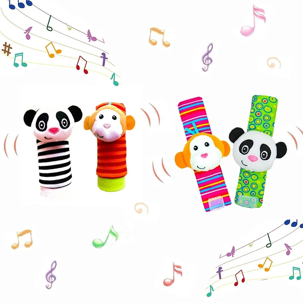 Baby Socks Toys Wrist Rattle and Foot Finder Developmental Early Educational Toys Set (4 PCS) U256397