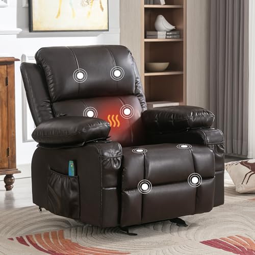 Brown Heated Massage Rocker Recliner Chair with Footrest Z8255