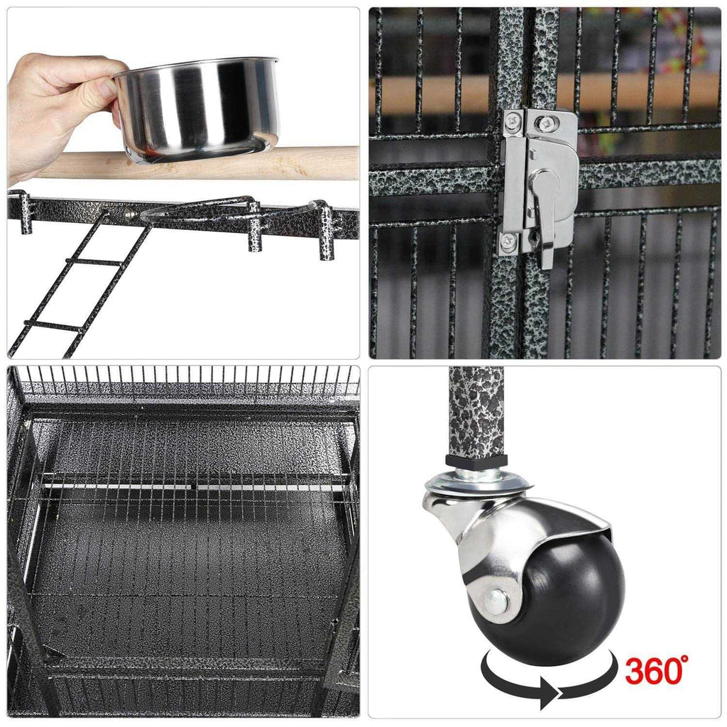 Wrought Iron Rolling Large Parrot Bird Cage P227