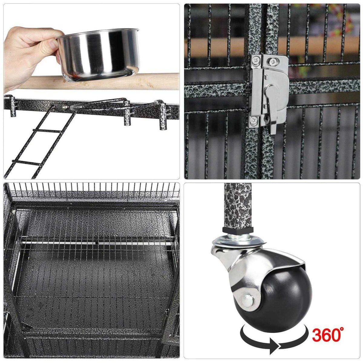 Wrought Iron Rolling Large Parrot Bird Cage P227