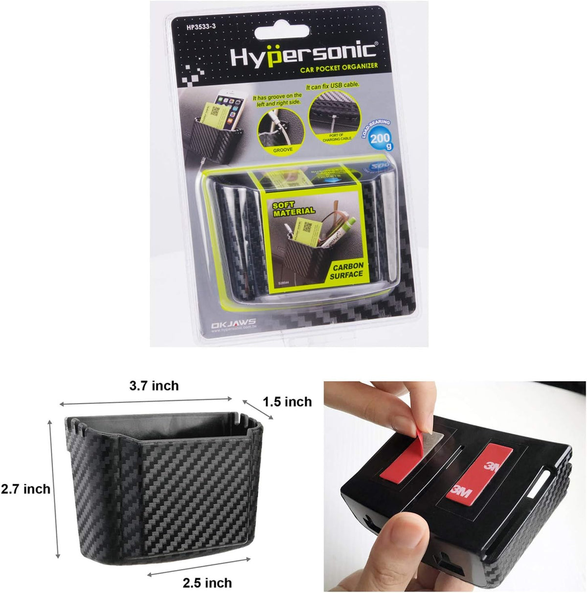 Black Plastic Car Organizer Pack of 2 A88140