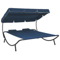 Blue Patio Bed with Canopy and Pillows U797