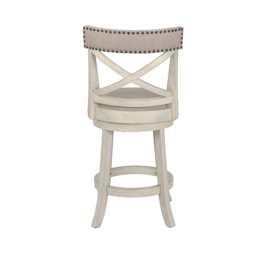 Antique White 24-Inch Counter Stool with Fabric Seat U58012