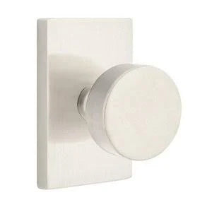 Double Dummy Round Door Knob with Rectangular Rose in Satin Nickel F101206
