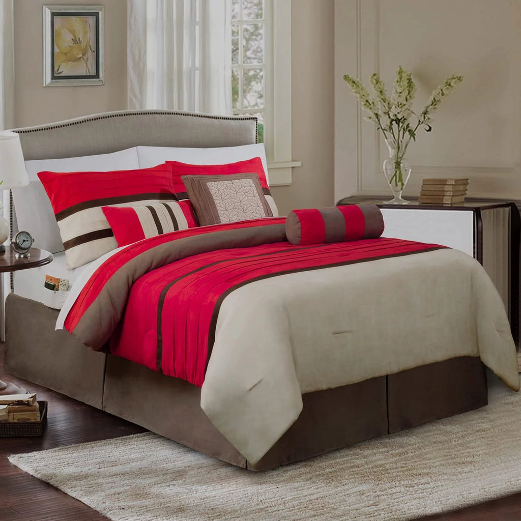 12-Piece Microsuede Comforter and Sheet Set, Full, Red Z828879