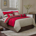 12-Piece Microsuede Comforter and Sheet Set, Full, Red Z828879
