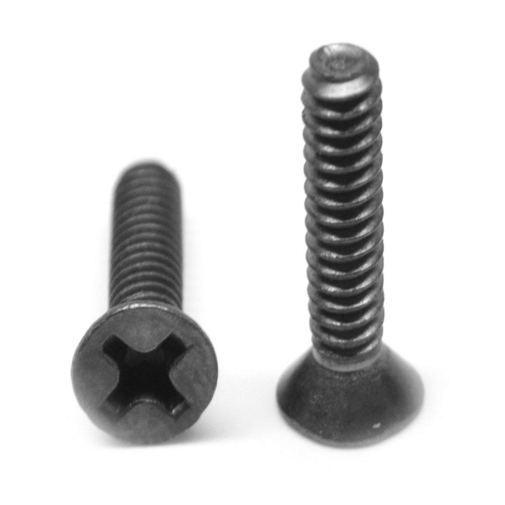 #6-32 x 7/16 Coarse Thread Machine Screw Phillips Flat Head 100 Degree Low Carbon Steel Black Oxide Pk 10000 O740