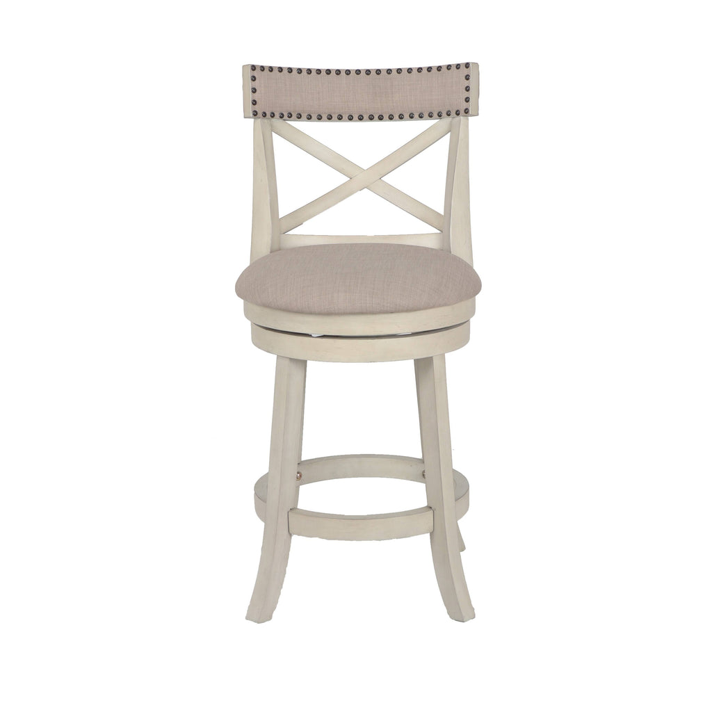 Antique White 24-Inch Counter Stool with Fabric Seat U58012