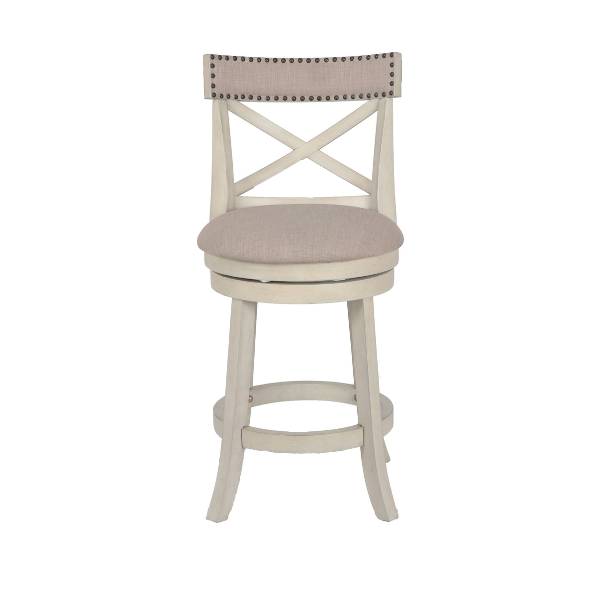 Antique White 24-Inch Counter Stool with Fabric Seat U58012