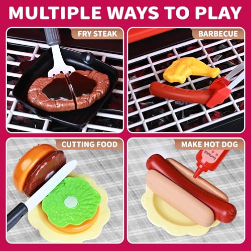 Kids BBQ Grill Playset with Smoke Sound Light E766421