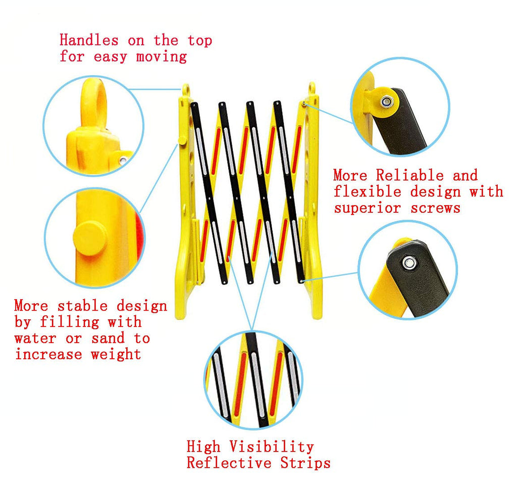 Expandable Mobile Barricade with 13 feet Yellow Plastic Barrier Chain K5786