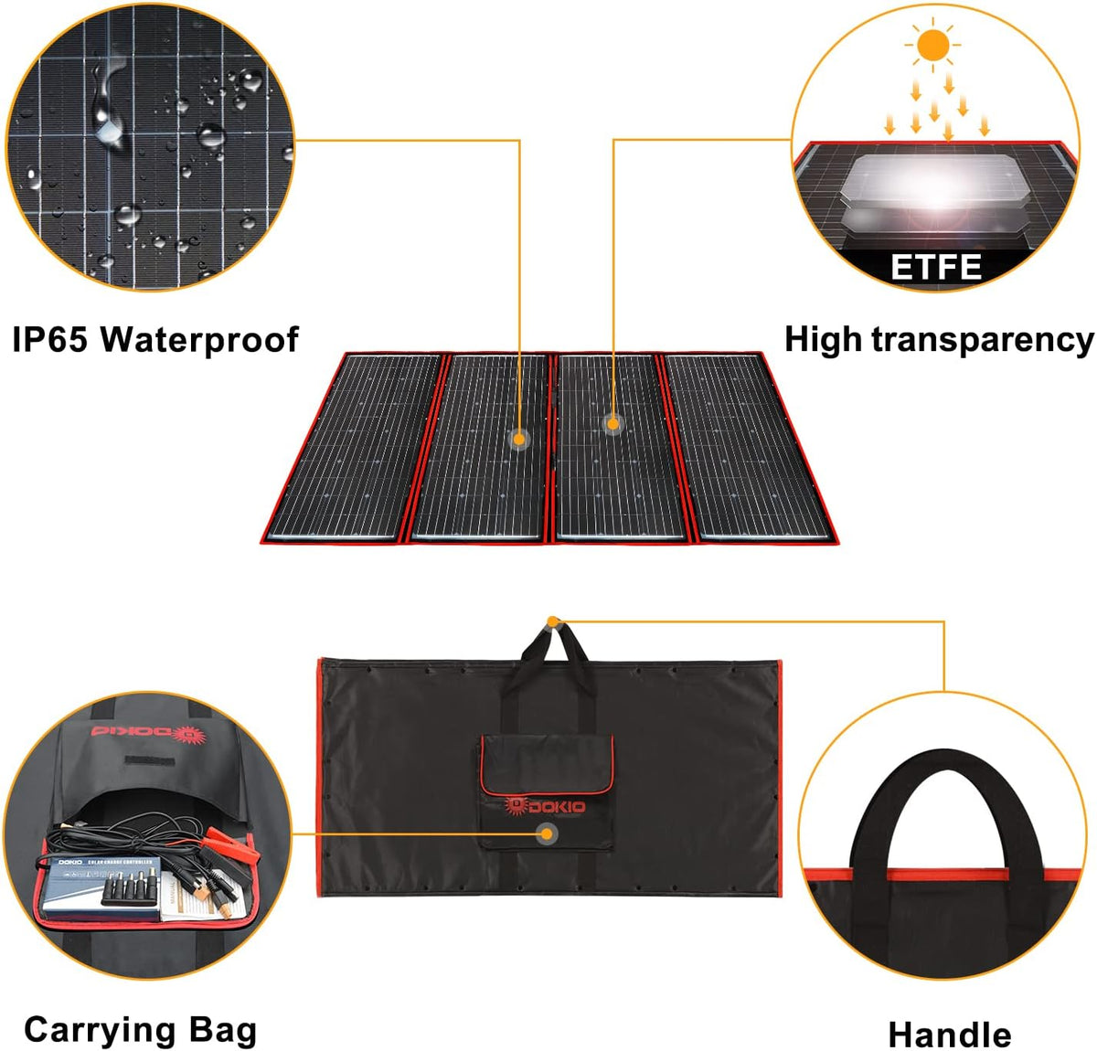 300W 18V Portable Folding Solar Panel Kit with 2 USB Outputs Q21838