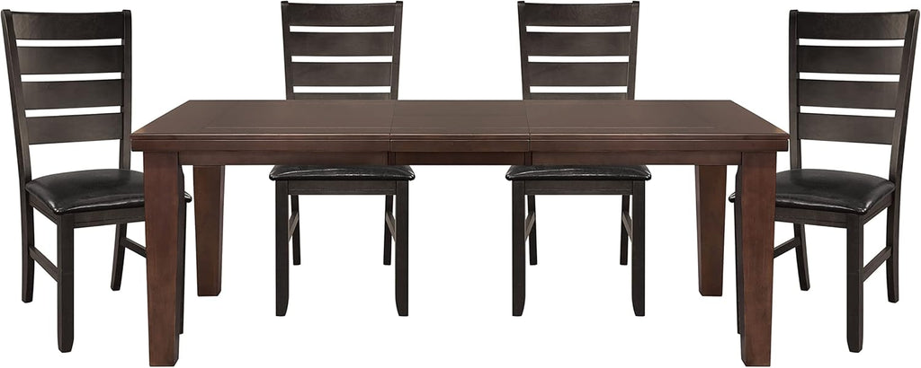 Dark Oak Finish Dining 5pc Set Table with Self-Storing Leaf and 4 Side Chairs G20137