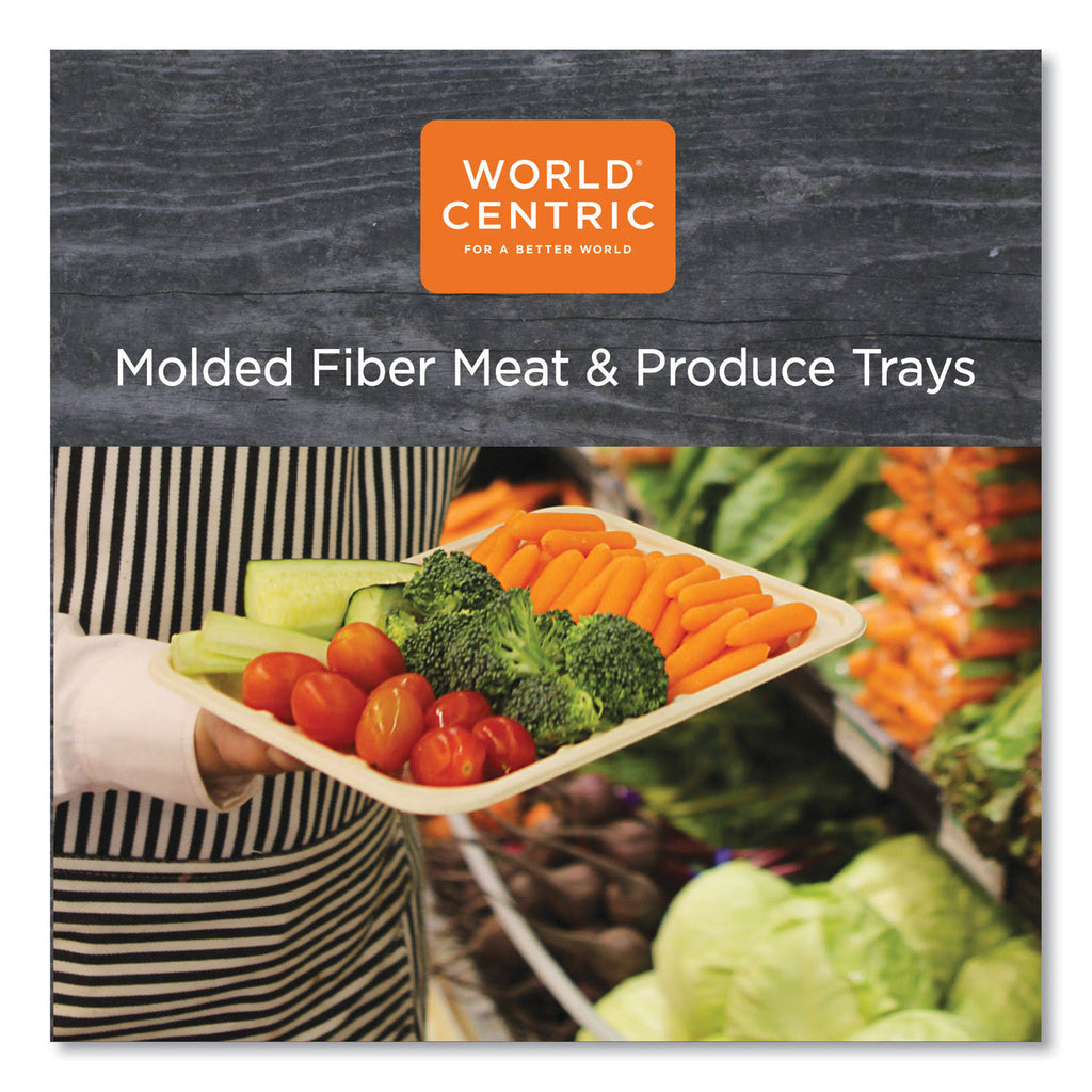 Fiber Trays, PLA Lined, PFAS Free, 9.1 x 7.1 x 0.7, Natural, 500/Carton Z914