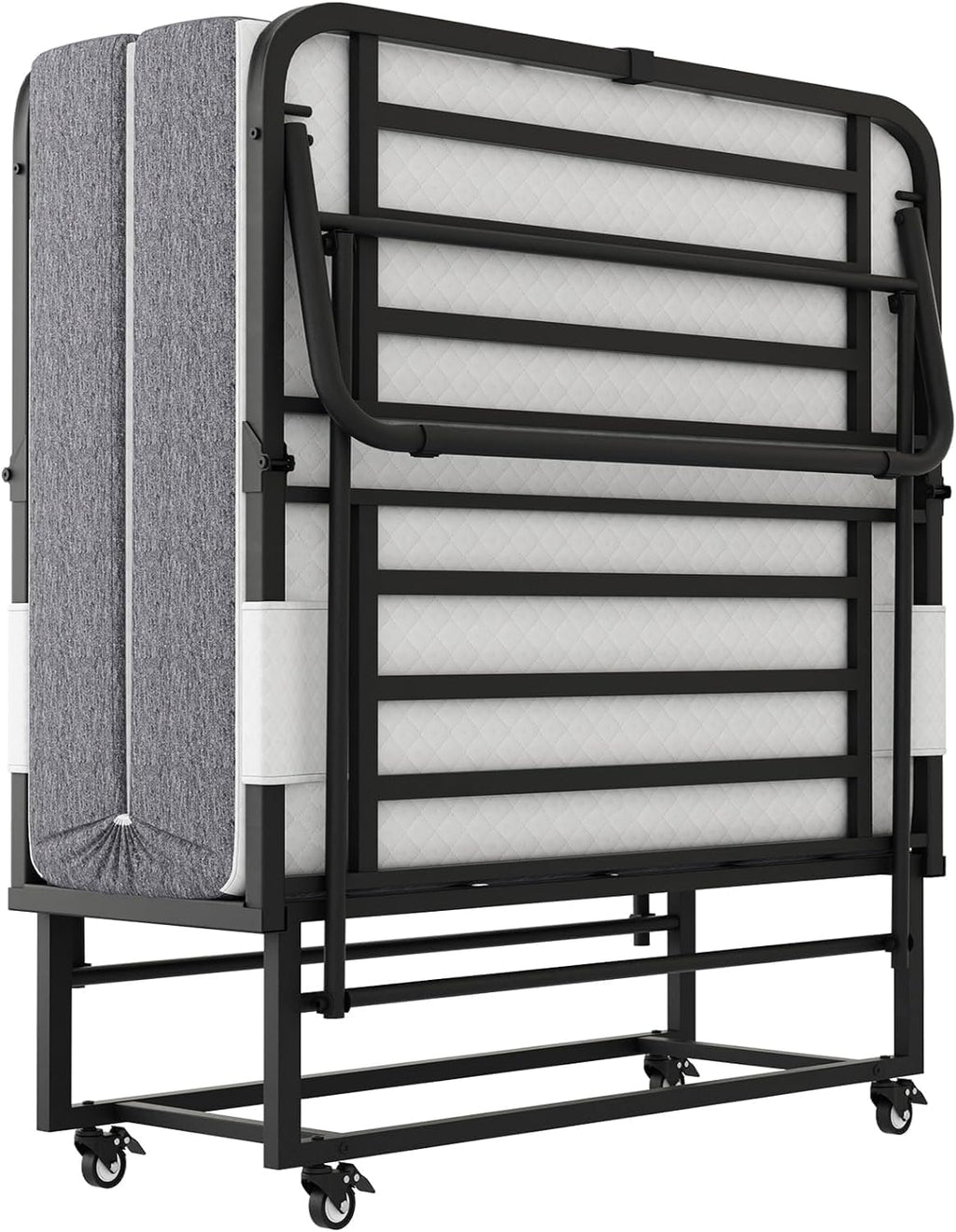 Folding Bed with Memory Foam Mattress on Wheels O1415