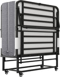 Folding Bed with Memory Foam Mattress on Wheels O1415