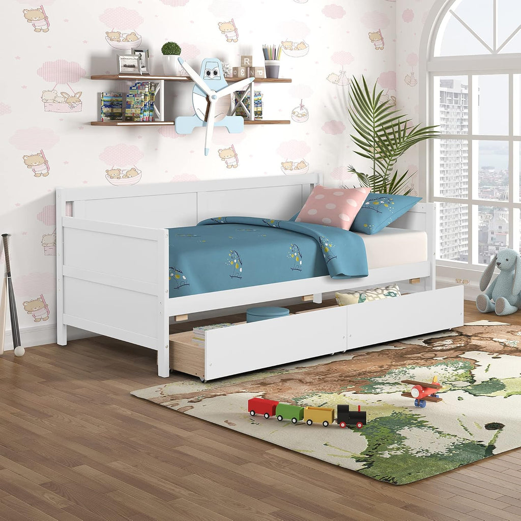 Twin White Daybed Frame with 2 Storage Drawers L223838