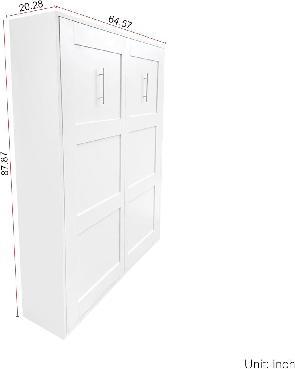 White Full Size Vertical Murphy Bed Q963