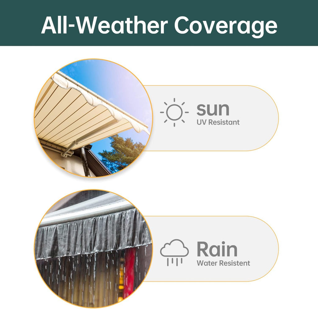 Retractable Patio Awning with Crank Handle UV Water-Resistant Fabric Tan 6.5’x8.2’ R7828