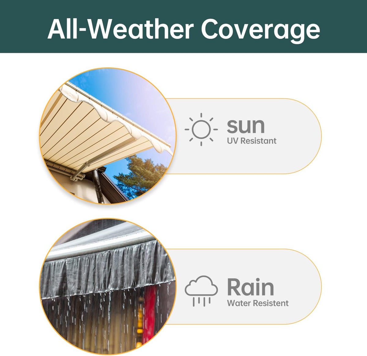 Retractable Patio Awning with Crank Handle UV Water-Resistant Fabric Tan 6.5’x8.2’ R7828