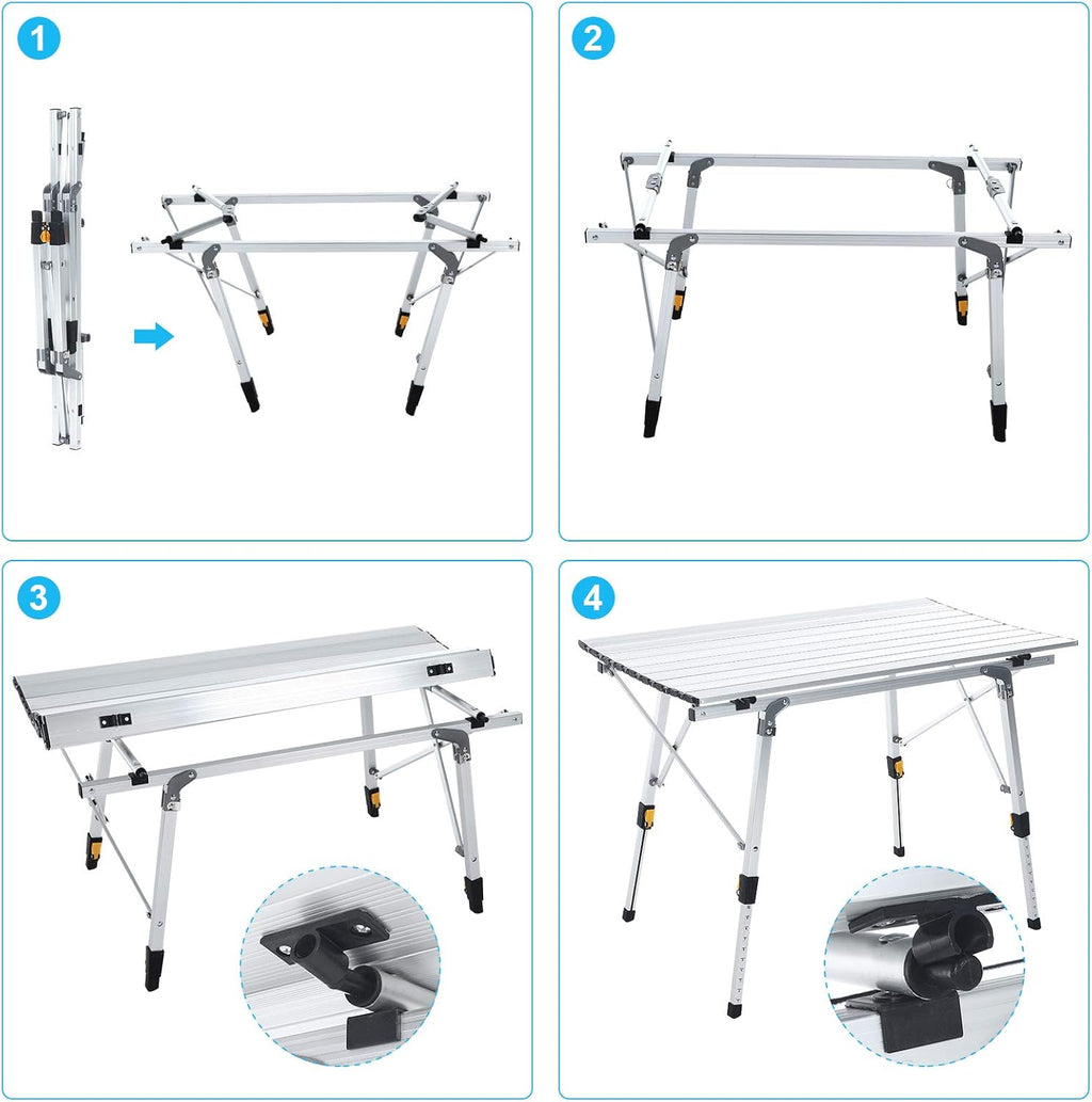 Folding Portable Aluminum Camping Table with Tablecloth G66093