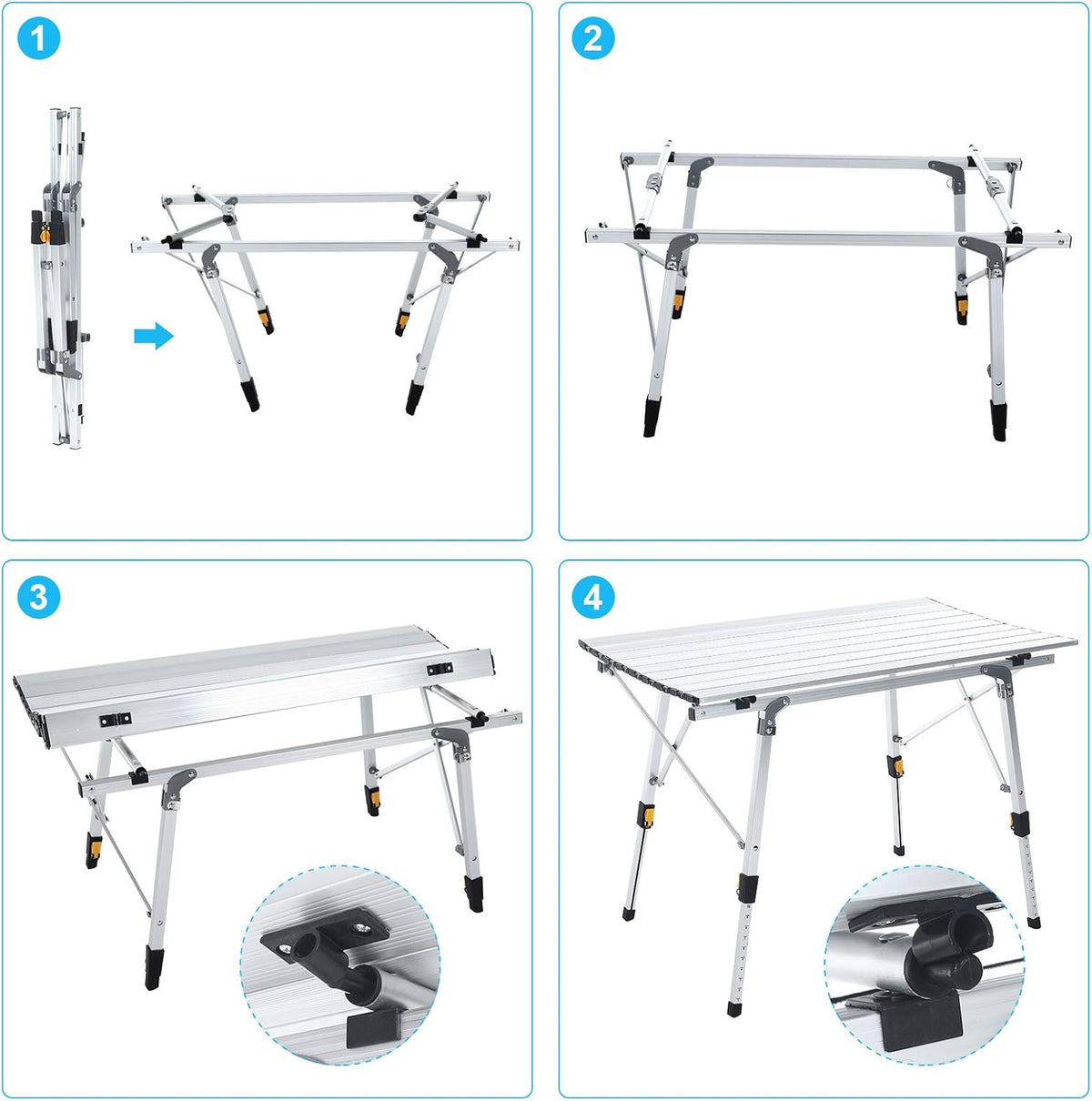 Folding Portable Aluminum Camping Table with Tablecloth G66093