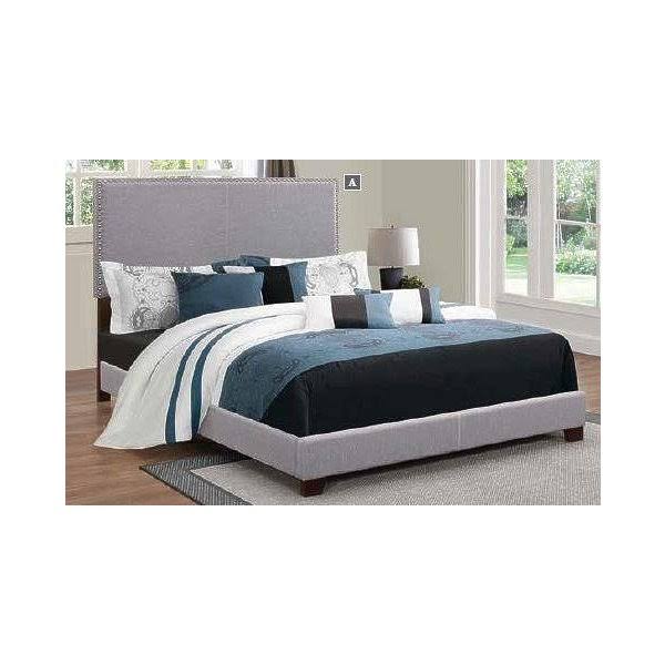Twin Upholstered Bed in Grey V9522