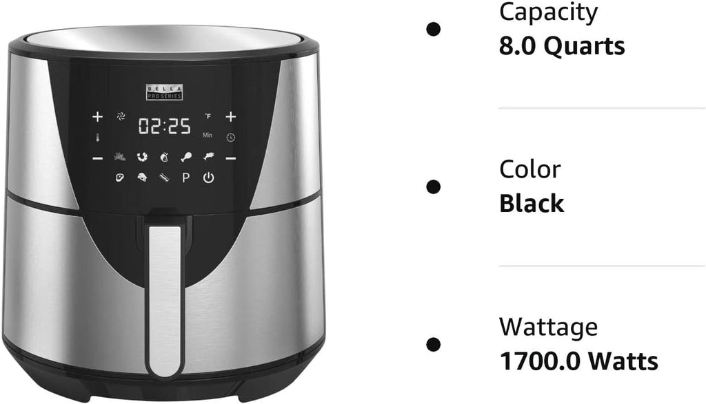 8qt Touchscreen Digital Air Fryer, Stainless Steel D31186