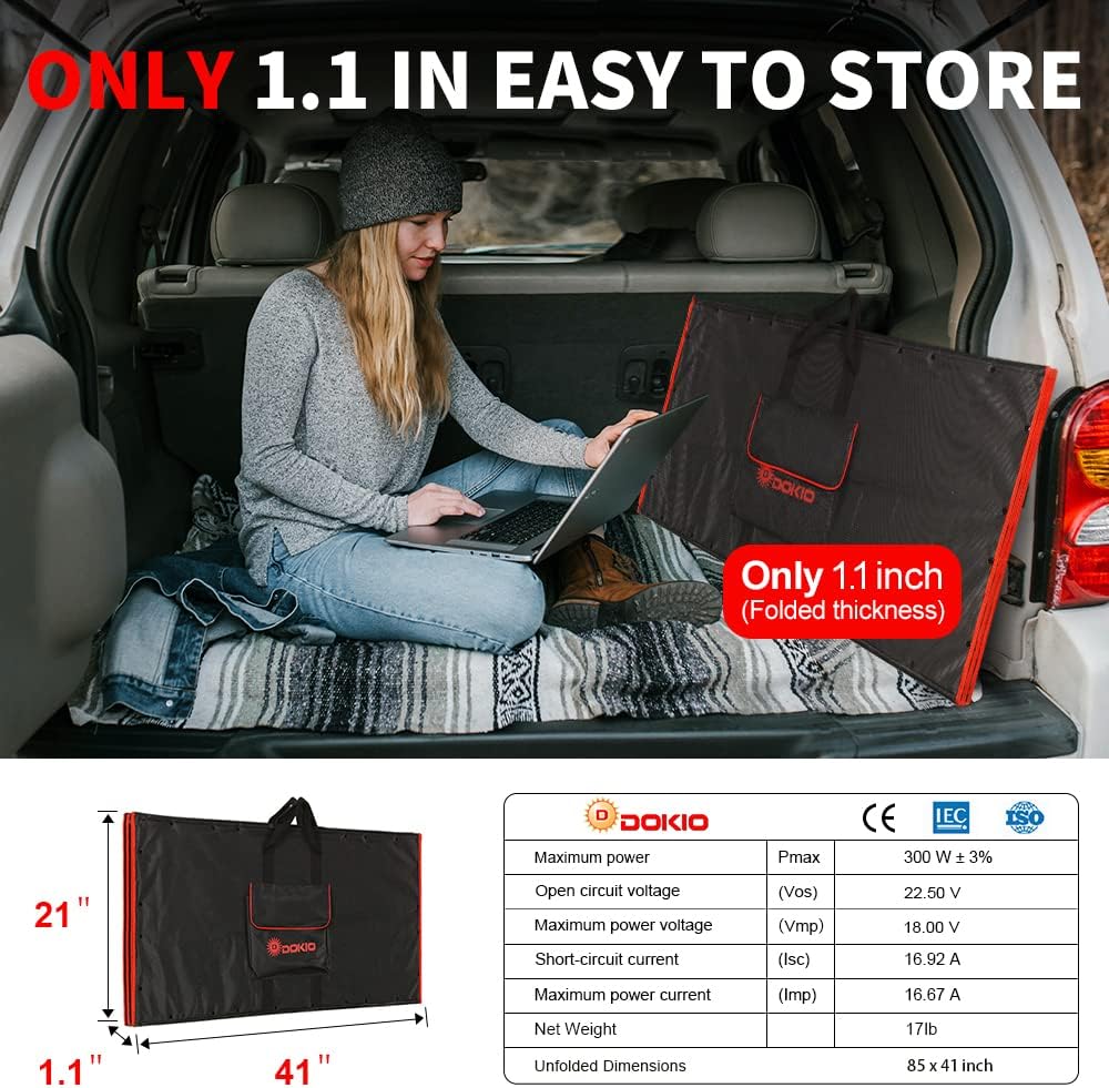 300W 18V Portable Folding Solar Panel Kit with 2 USB Outputs Q21838