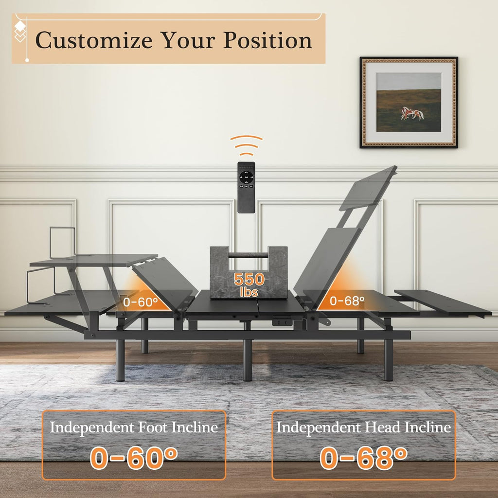 Adjustable Bed Frame with Wireless Remote and Zero Gravity Queen Size T266361