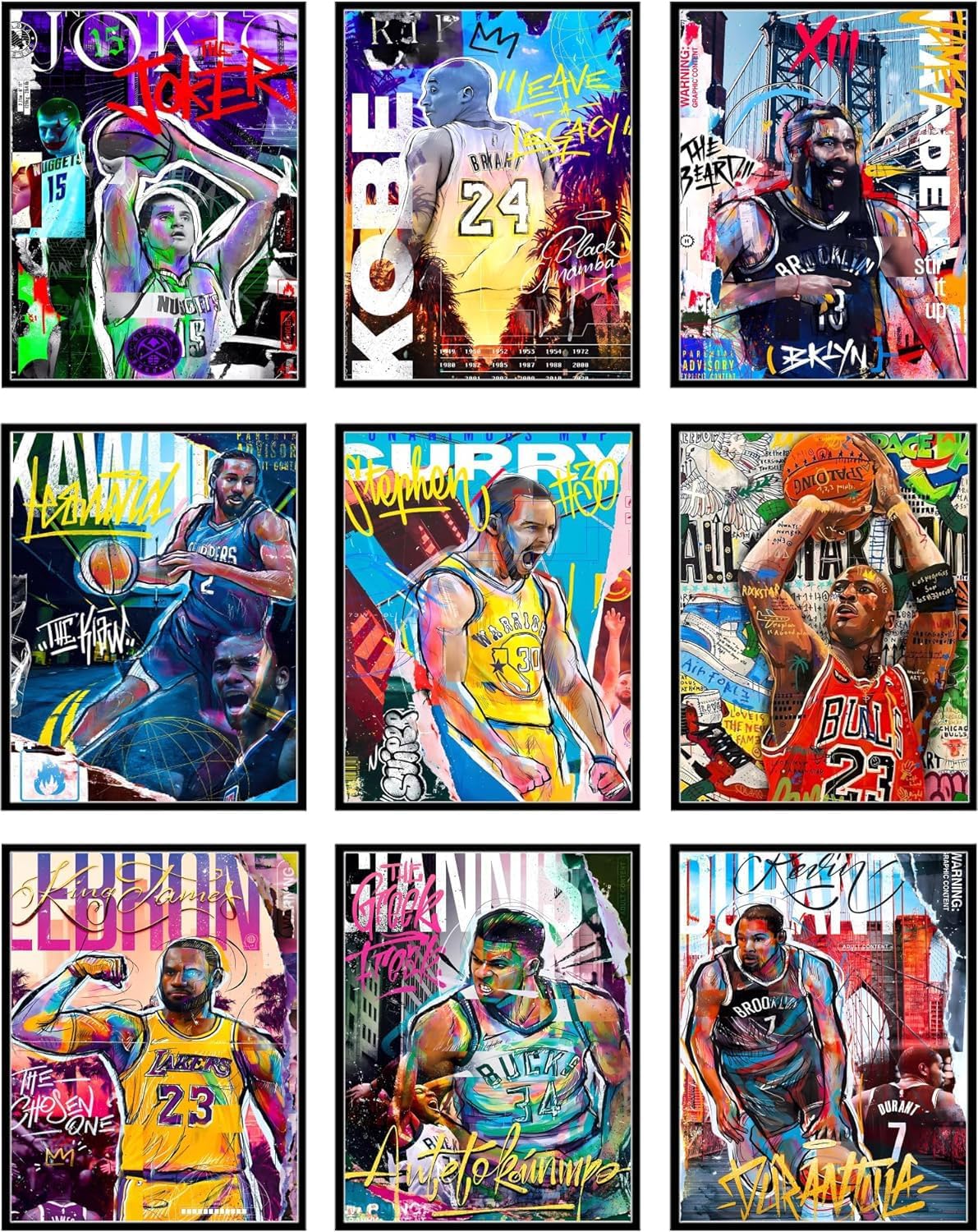 Set of 9 Unframed 8"x10" Basketball Sports Poster F6142