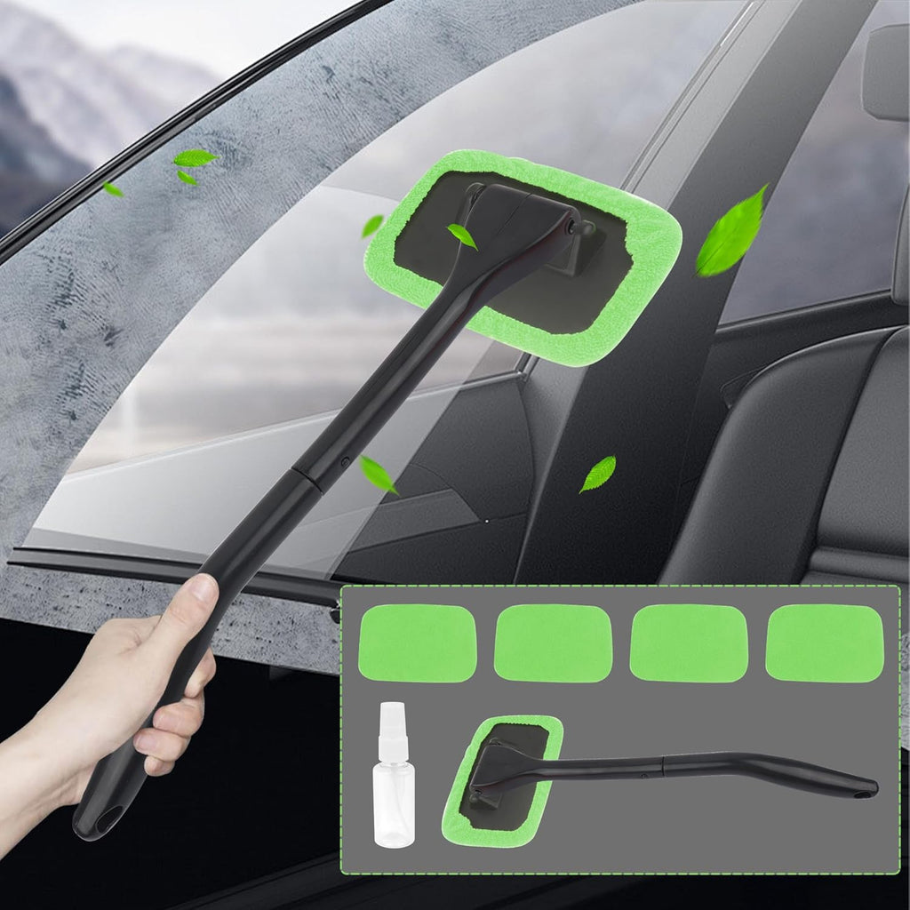 Microfiber Car Window Cleaner Tool Kit with 4PCS Reusable Cloth Cover Y7559