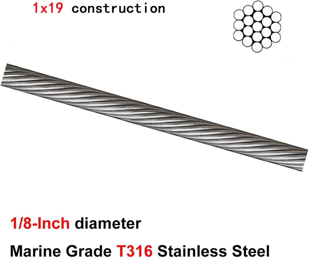 304 Stainless Steel Wire Rope 500ft 3/16 7x19 Cable U26343