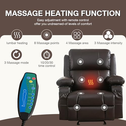 Brown Heated Massage Rocker Recliner Chair with Footrest Z8255