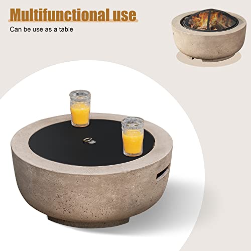 Brown Concrete Round Outdoor Fire Pit X9568