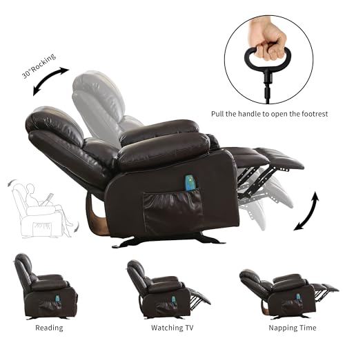 Brown Heated Massage Rocker Recliner Chair with Footrest Z8255