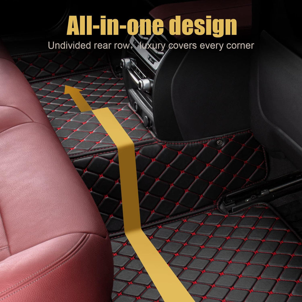 Leather Car Floor Mats 1st & 2nd Row Black N358