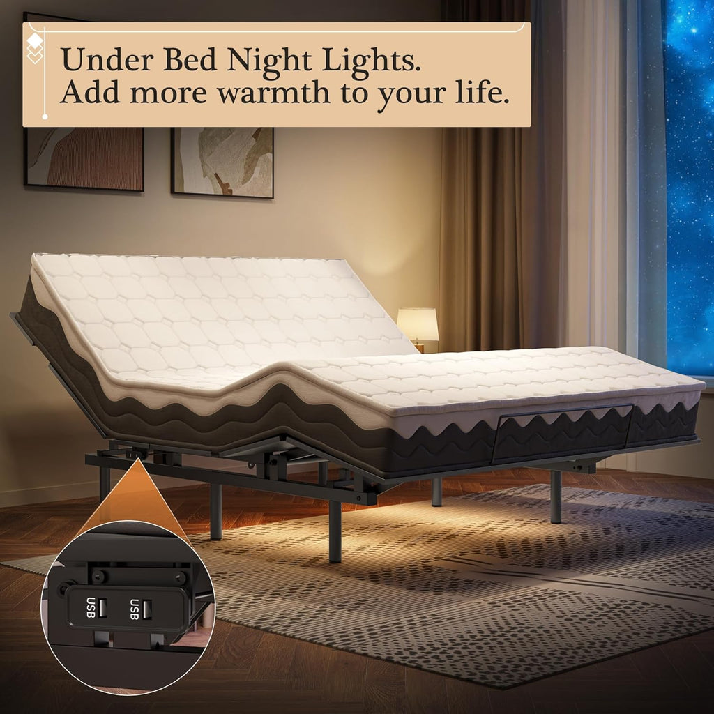 Adjustable Bed Frame with Wireless Remote and Zero Gravity Queen Size T266361