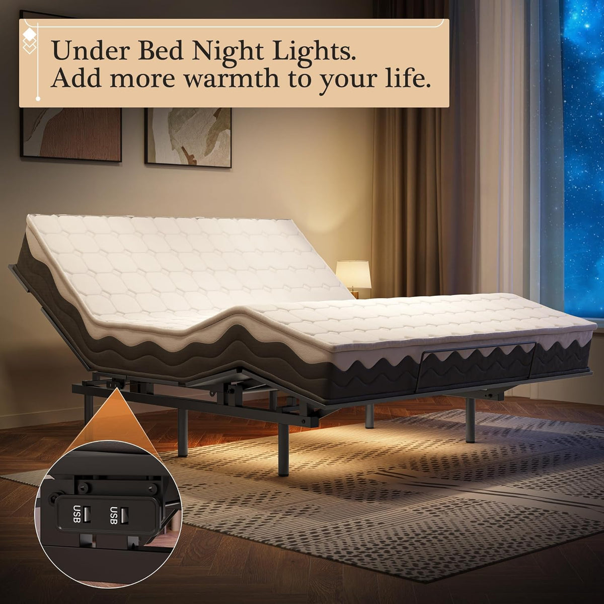 Adjustable Bed Frame with Wireless Remote and Zero Gravity Queen Size T266361